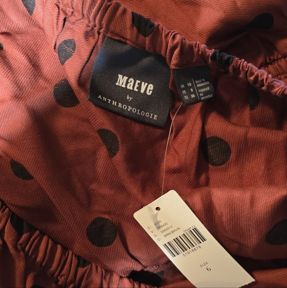 Maeve Lucienne Off-The-Shoulder Maxi Dress Polka Dot Size 6 - Picture 6 of 6